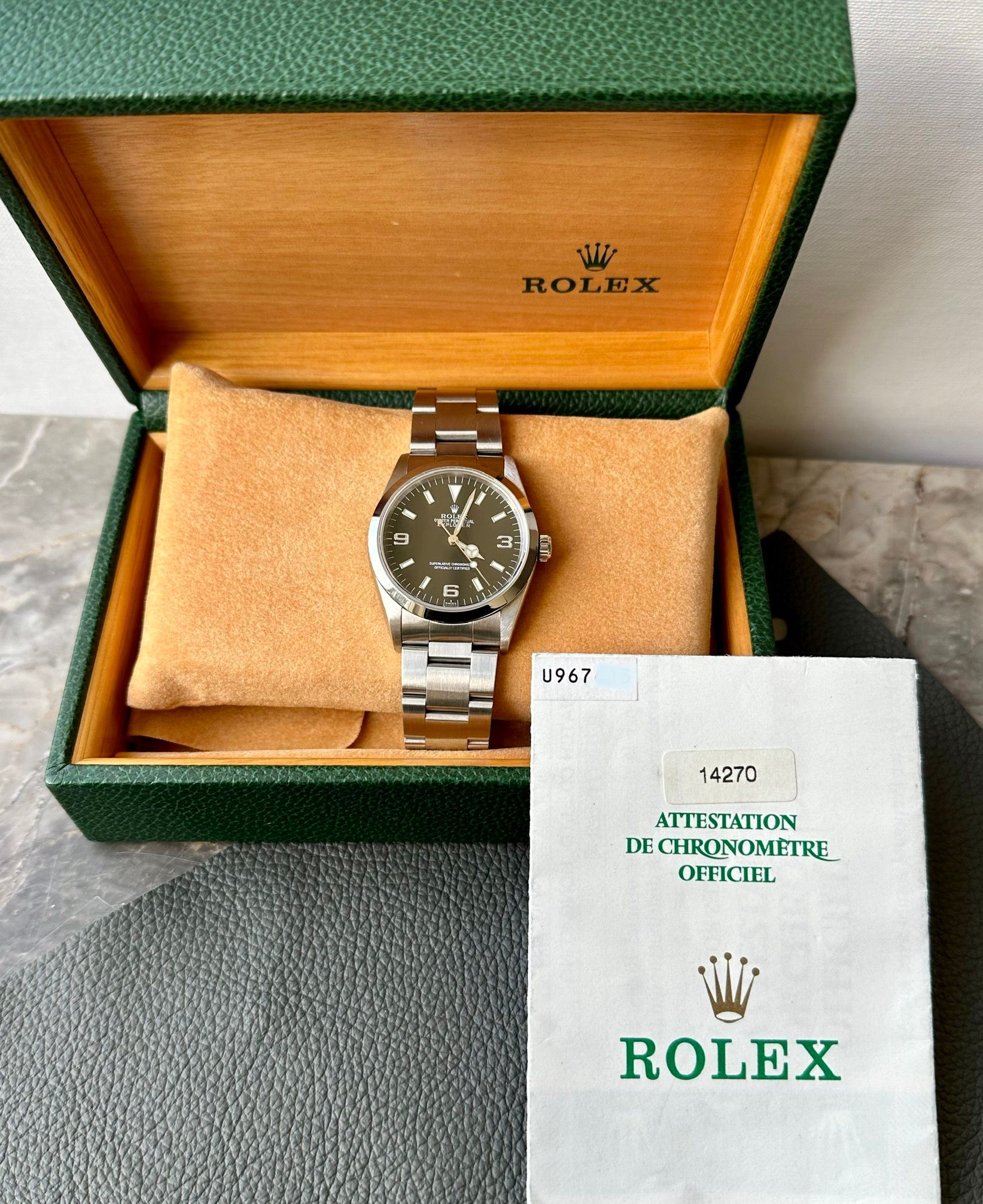 Rolex Explorer I 14270 Black 1998 with original box and papers