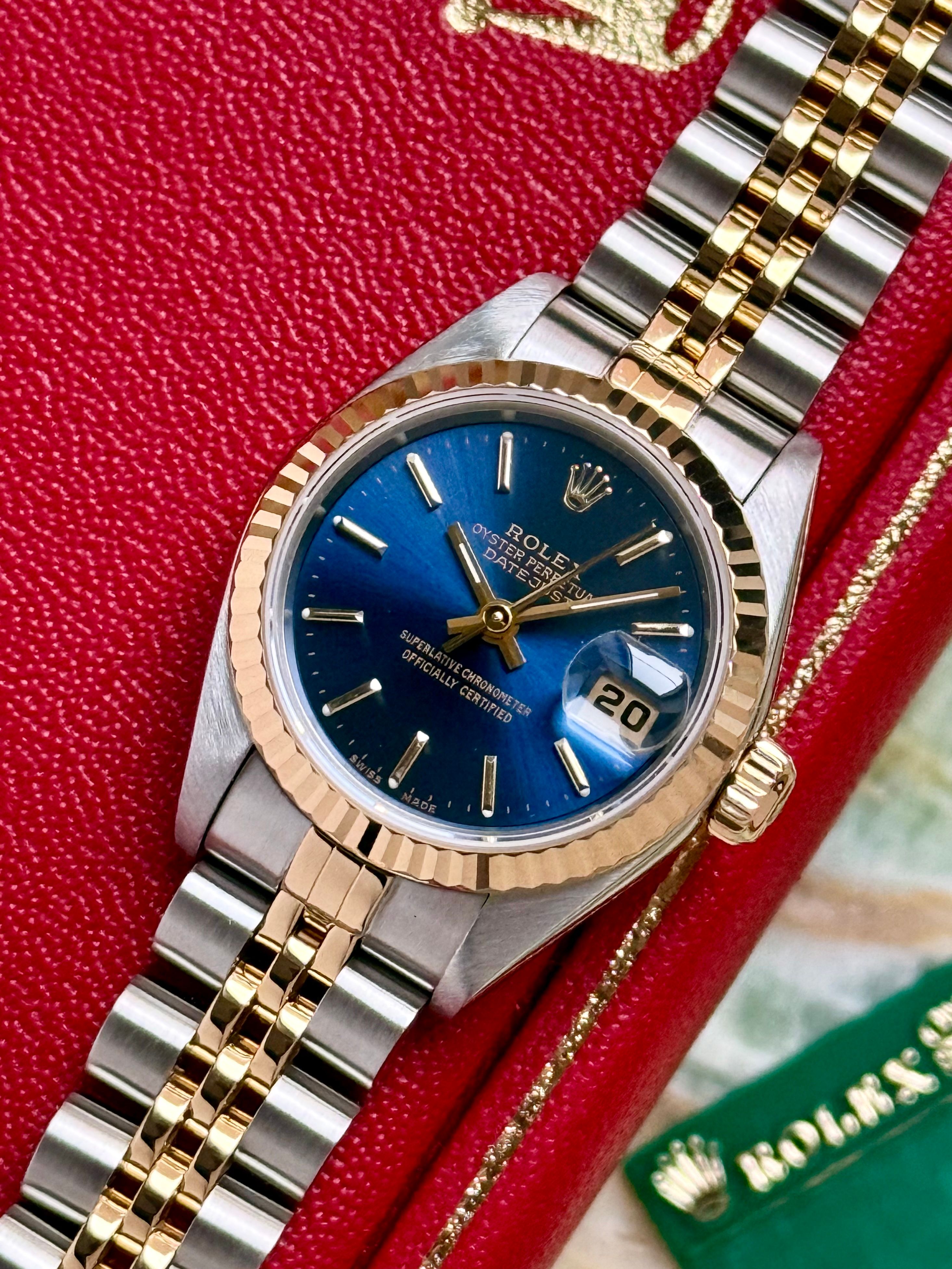 Rolex Lady-Datejust 79173 Blue 2002 with original box and papers