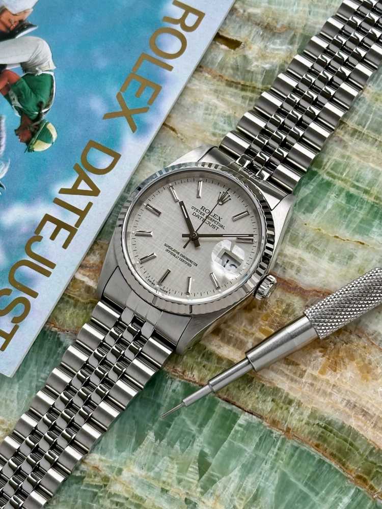 Image for Rolex Datejust "Linen" 16234 Silver Linen 1990 with original box and papers