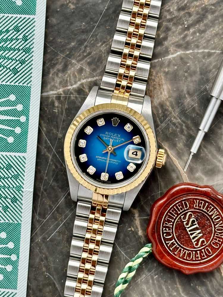 Featured image for Rolex Lady-Datejust "Vignette" 79173G Blue 2001 with original box and papers