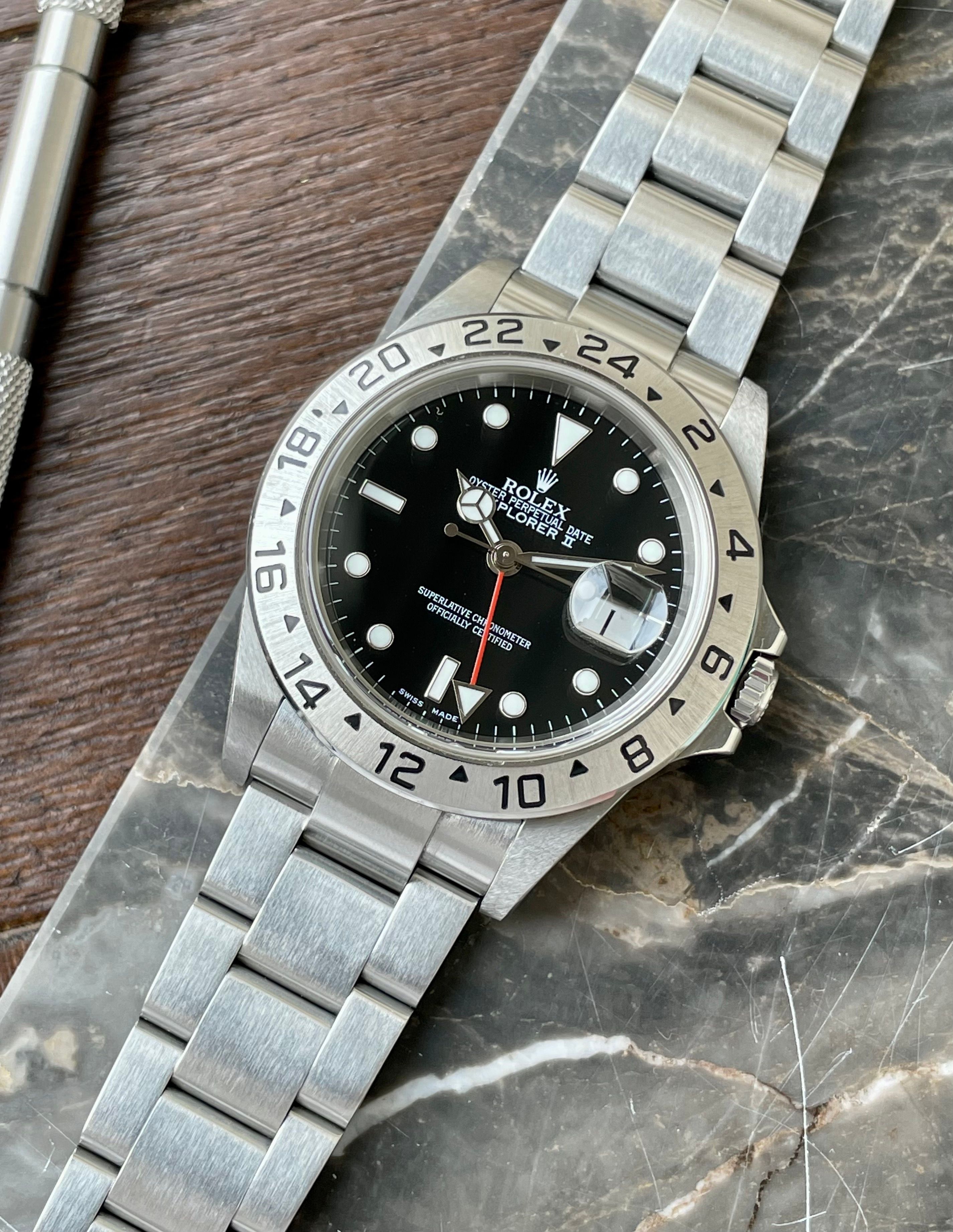 Rolex Explorer II 16570 Black 2005 with original box and papers