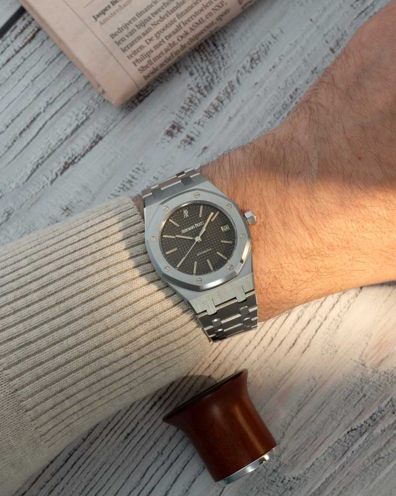 Wrist shot image for Audemars Piguet Royal Oak "Tropical dial"  14790ST Tropical 2000 with original box and papers