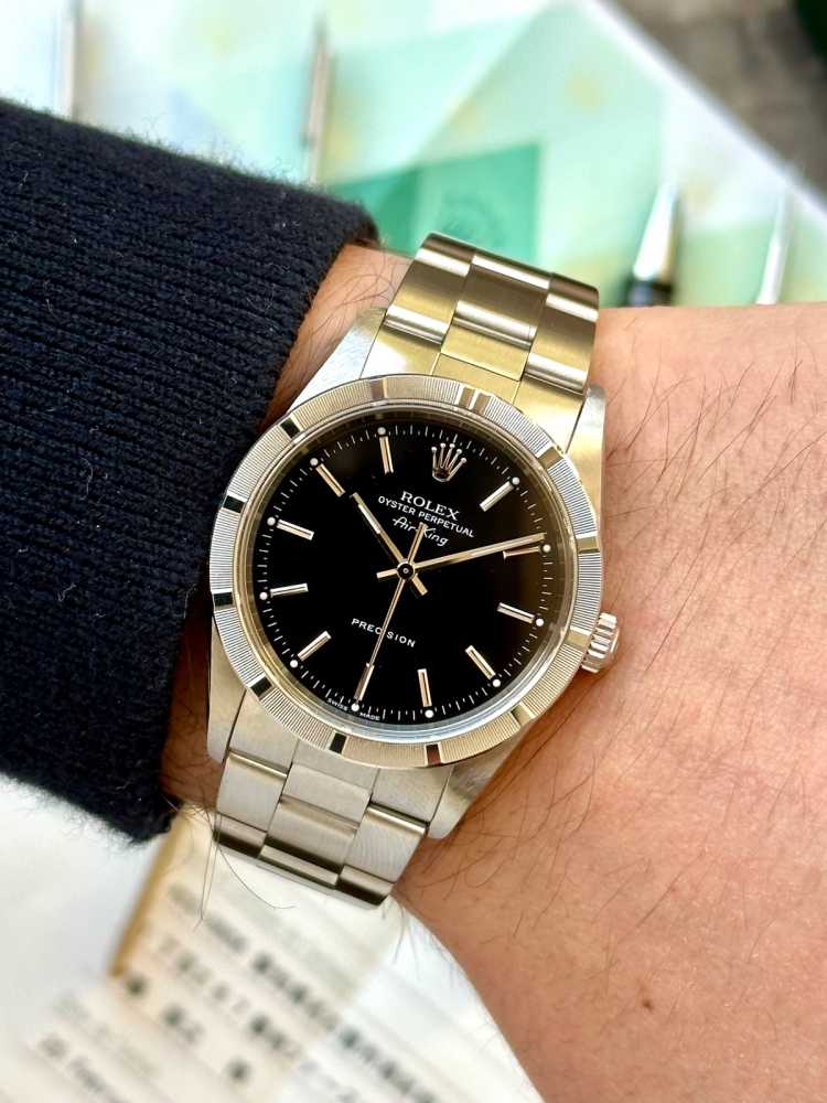 Wrist image for Rolex Air-King 14010M Black 2007 with original box and papers