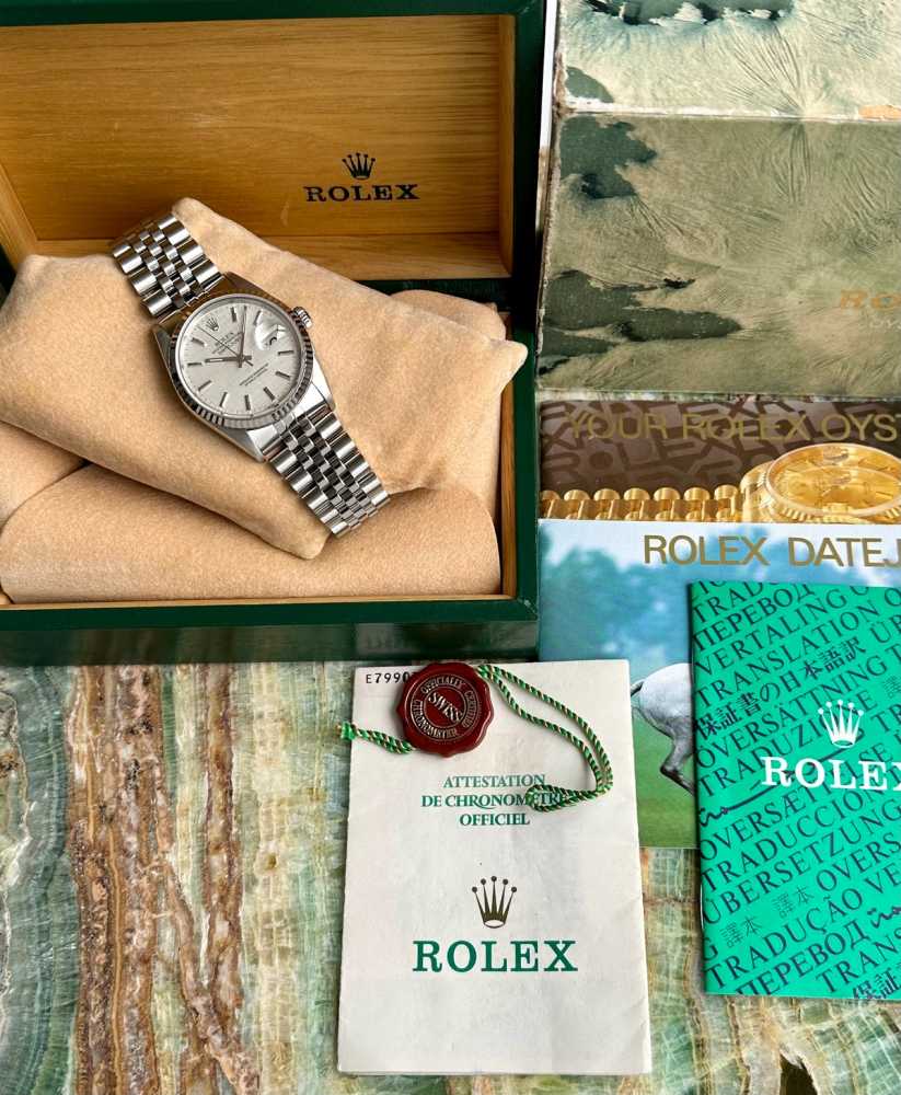 Image for Rolex Datejust "Linen" 16234 Silver Linen 1990 with original box and papers