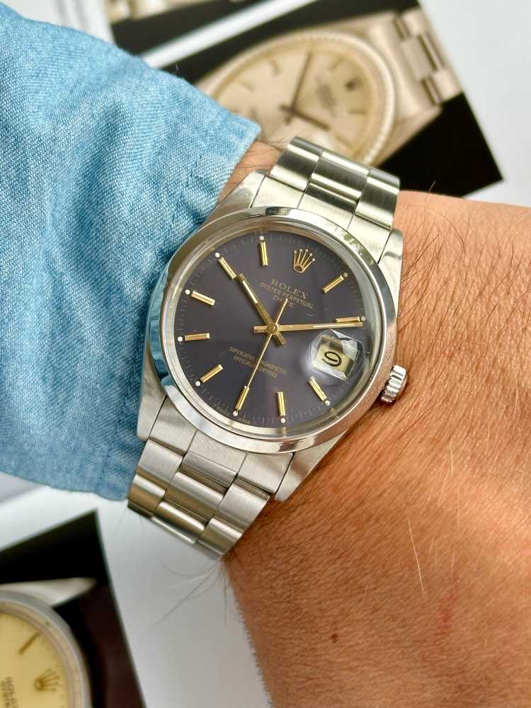 Wrist shot image for Rolex Oyster Perpetual Date 15000 Blue 1988 