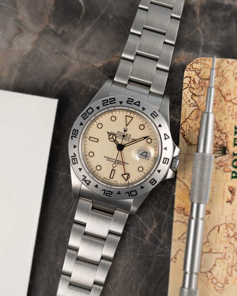 Featured image for Rolex Explorer 2 16550 Cream 1988 with original box and papers