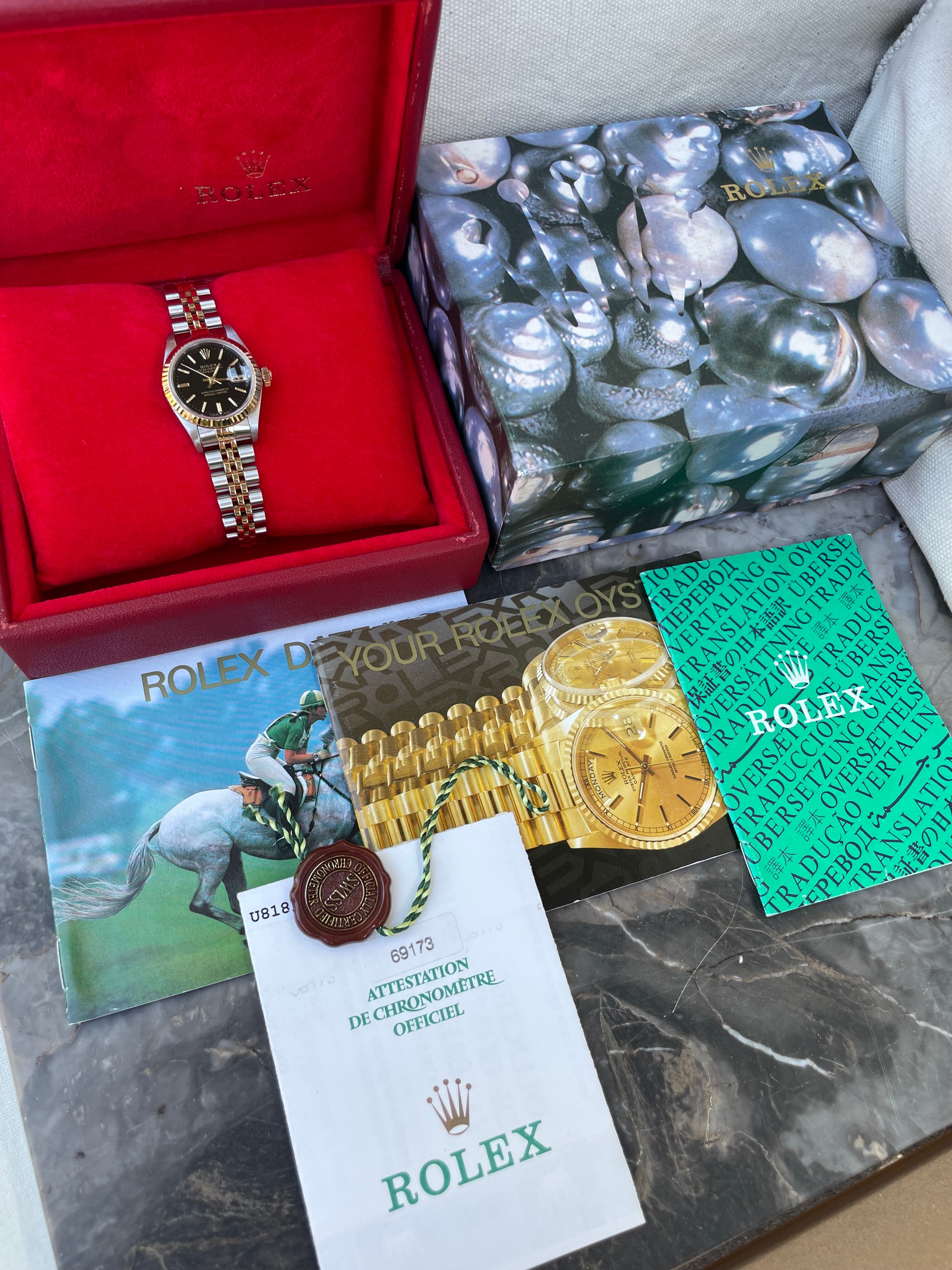 Rolex Lady Datejust 69173 Black 1998 with original box and papers