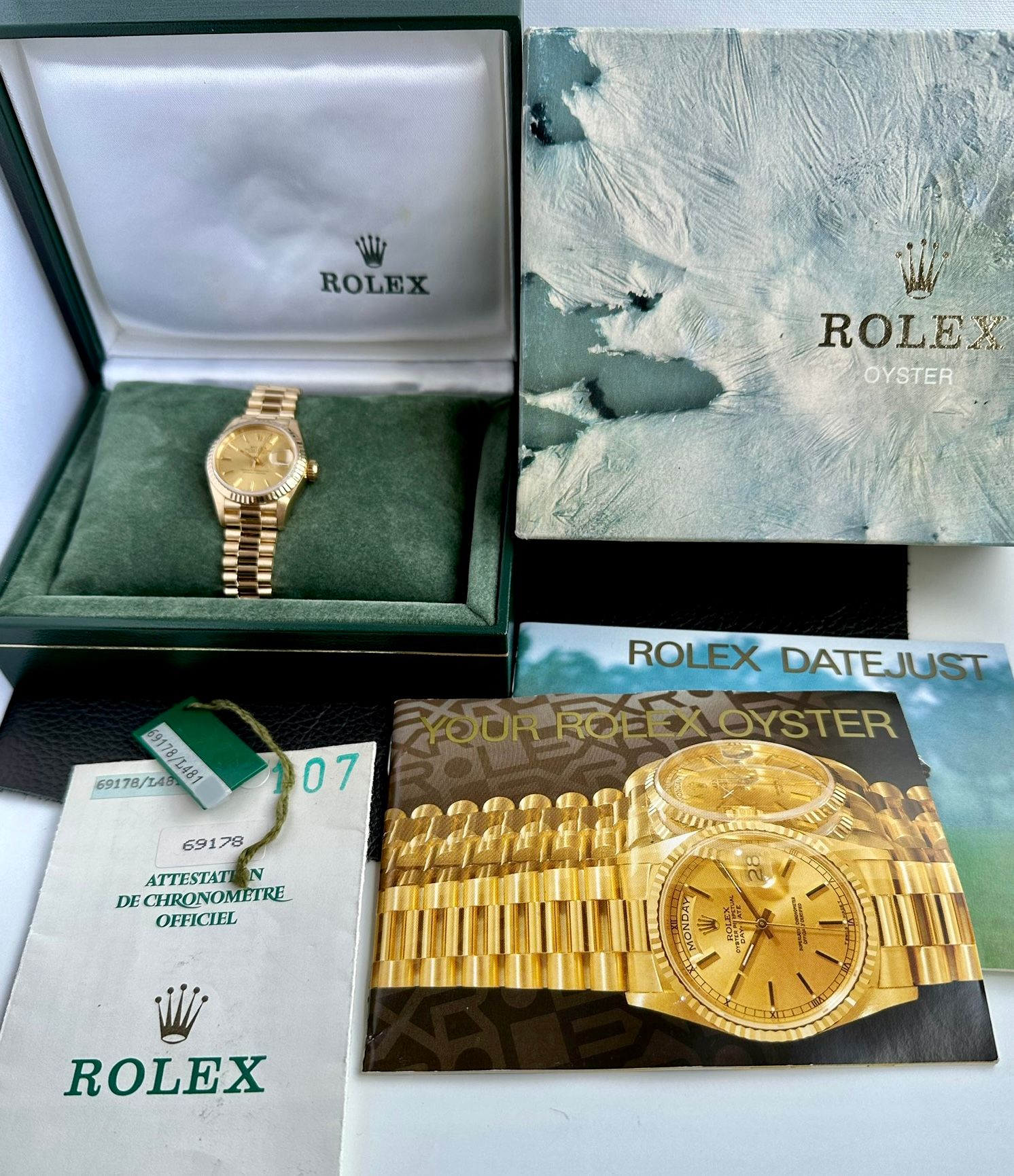 Rolex Lady-Datejust 69178 Gold 1989 with original box and papers