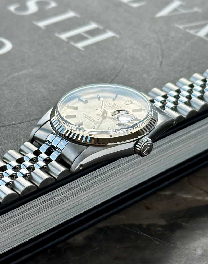 Image for Rolex Datejust "Linen" 16014 Silver Linen 1979 with original box and papers 2