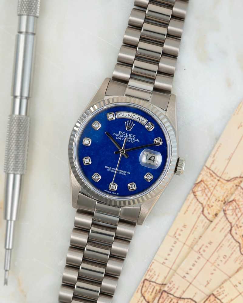Featured image for Rolex Day-Date "Lapis Lazuli" 18239 Blue 1993 with original box and papers