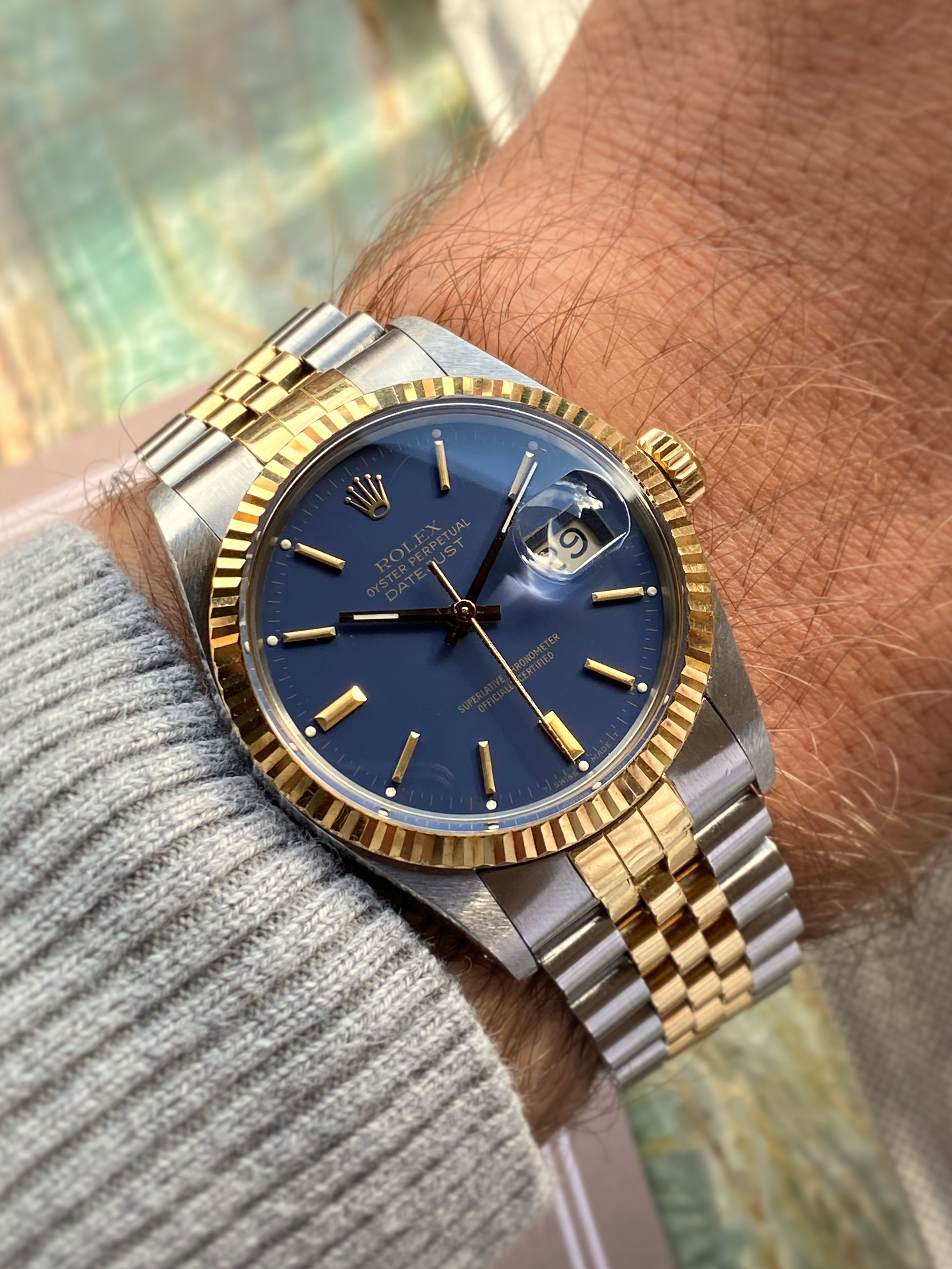 Rolex datejust two tone blue online dial