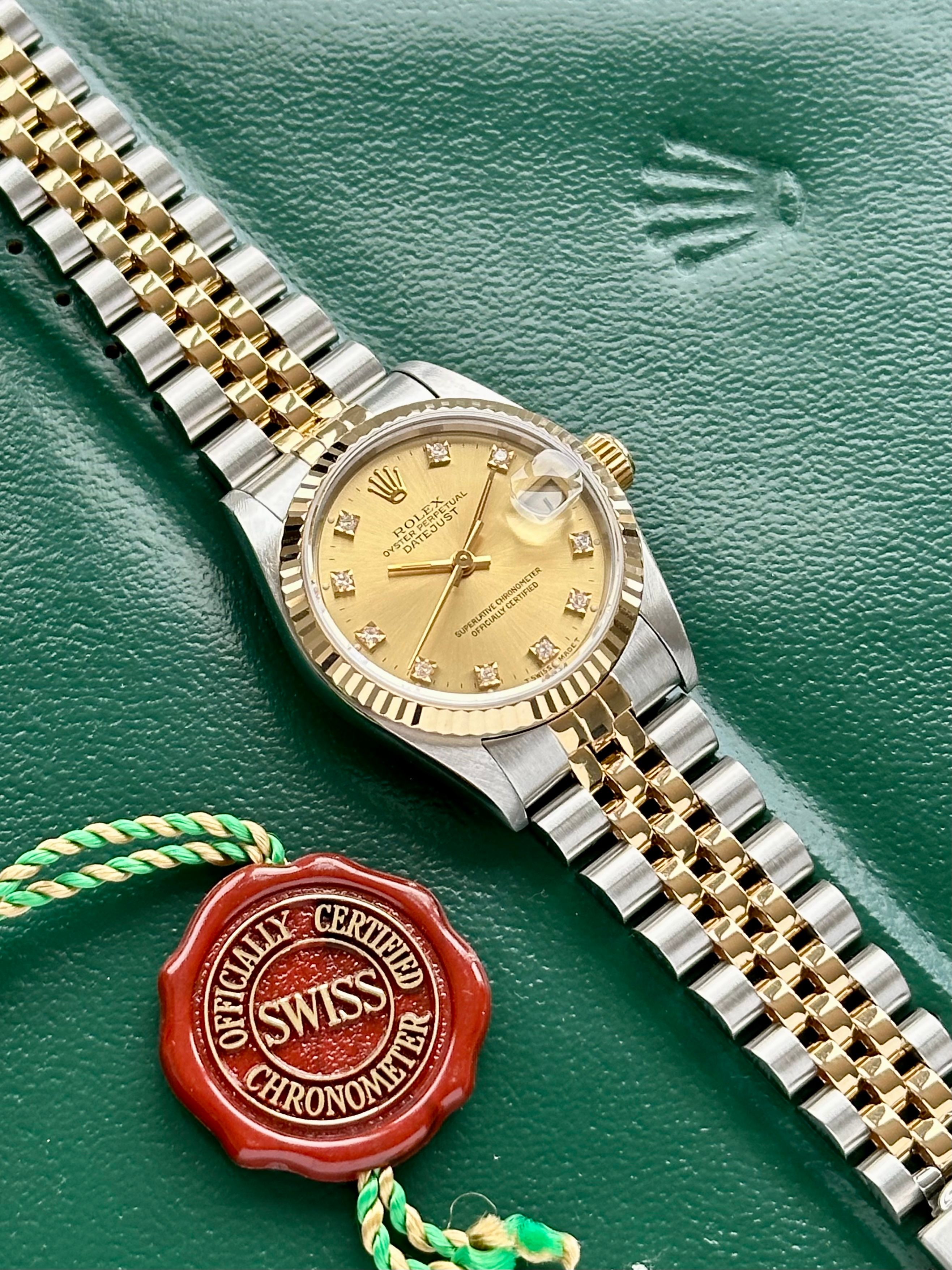 ロレックス Rolex 腕時計 デイトジャスト 68273 S番 1993年製 ローマンインデックス フルーテッドベゼル ジュビリーブレス 夜光インデックス 夜光針 ホワイト文字盤 K18YG SS 自動巻き 【中古】 ROLEX - ロレックス Rolex 腕時計 デイトジャスト 68273 S番 1993年製