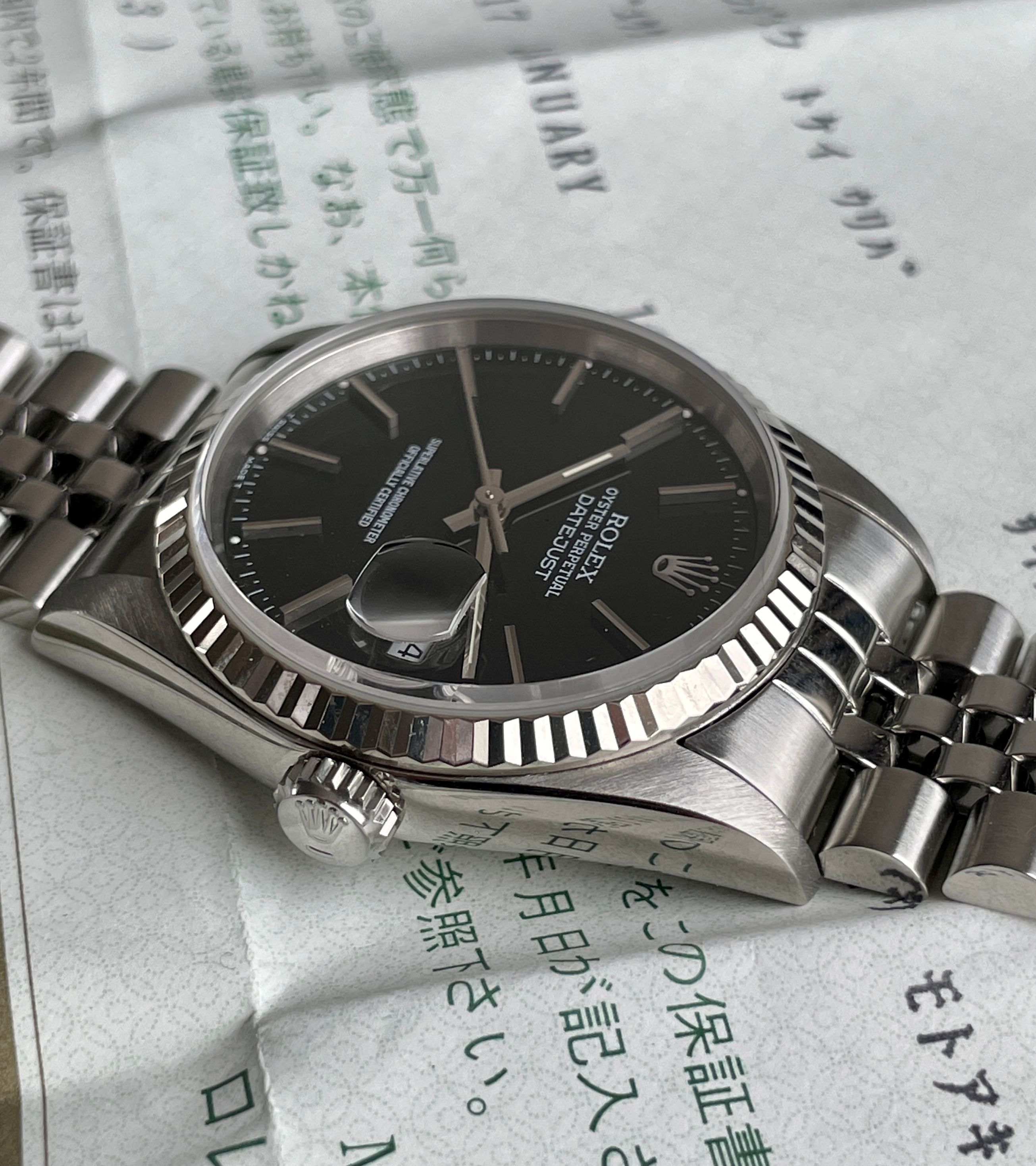 Rolex Datejust 36 16234 Black 1996 with original box and papers