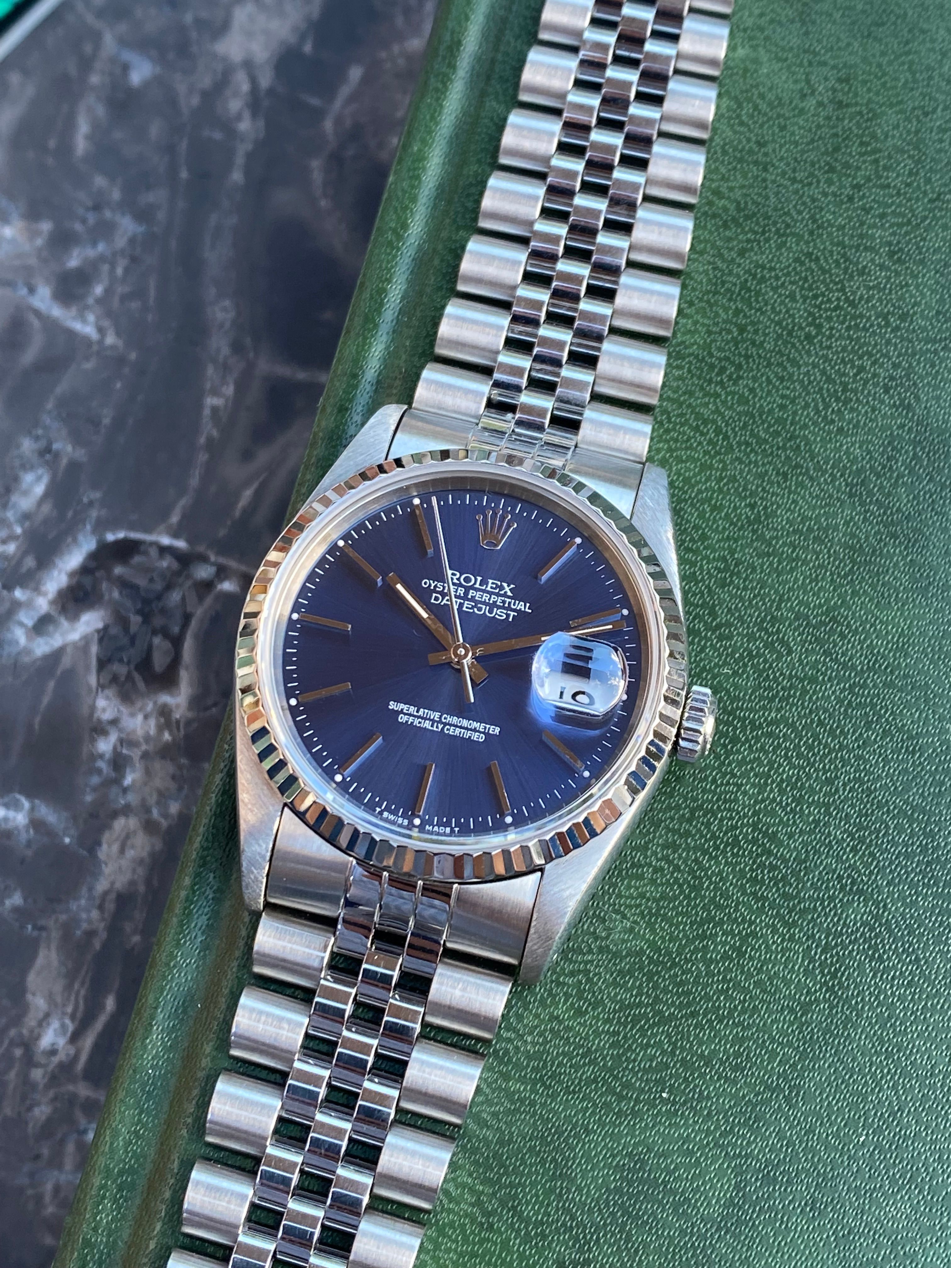 Rolex Datejust 16234 Blue 1991 with original box and papers X937