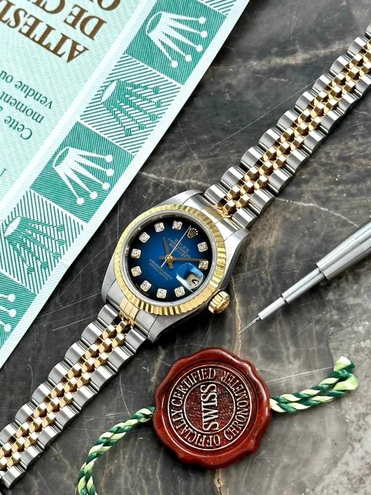 Image for Rolex Lady-Datejust "Vignette" 79173G Blue 2001 with original box and papers