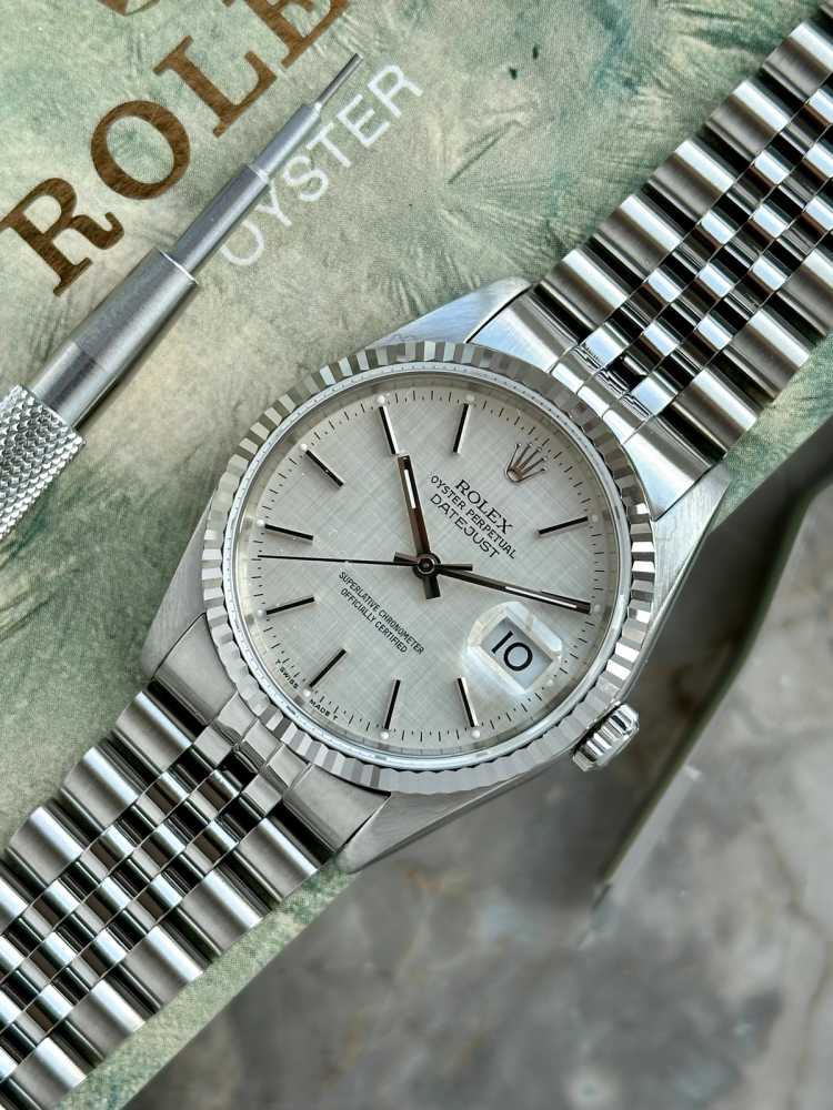 Image for Rolex Datejust "Linen" 16234 Silver Linen 1988 with original box and papers