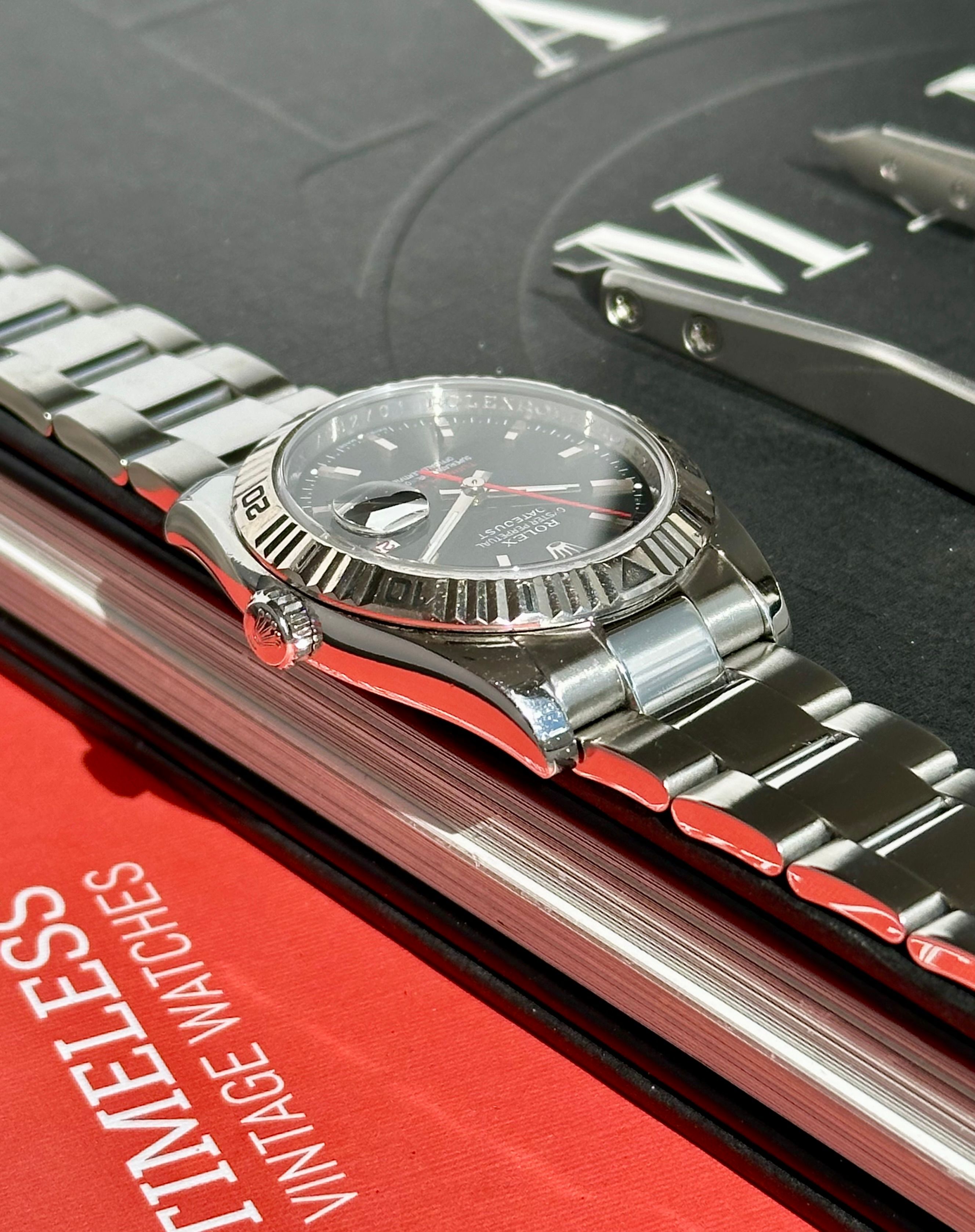 two way player セミオーダーミット Rolex Datejust Turn-O-Graph 116264 Black Dial Box and Papers