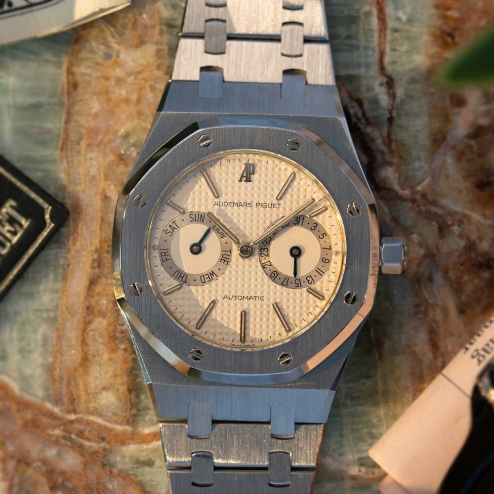 Image for Audemars Piguet Royal Oak "Day Date Owl" 25572ST Cream 1994 with original box and papers