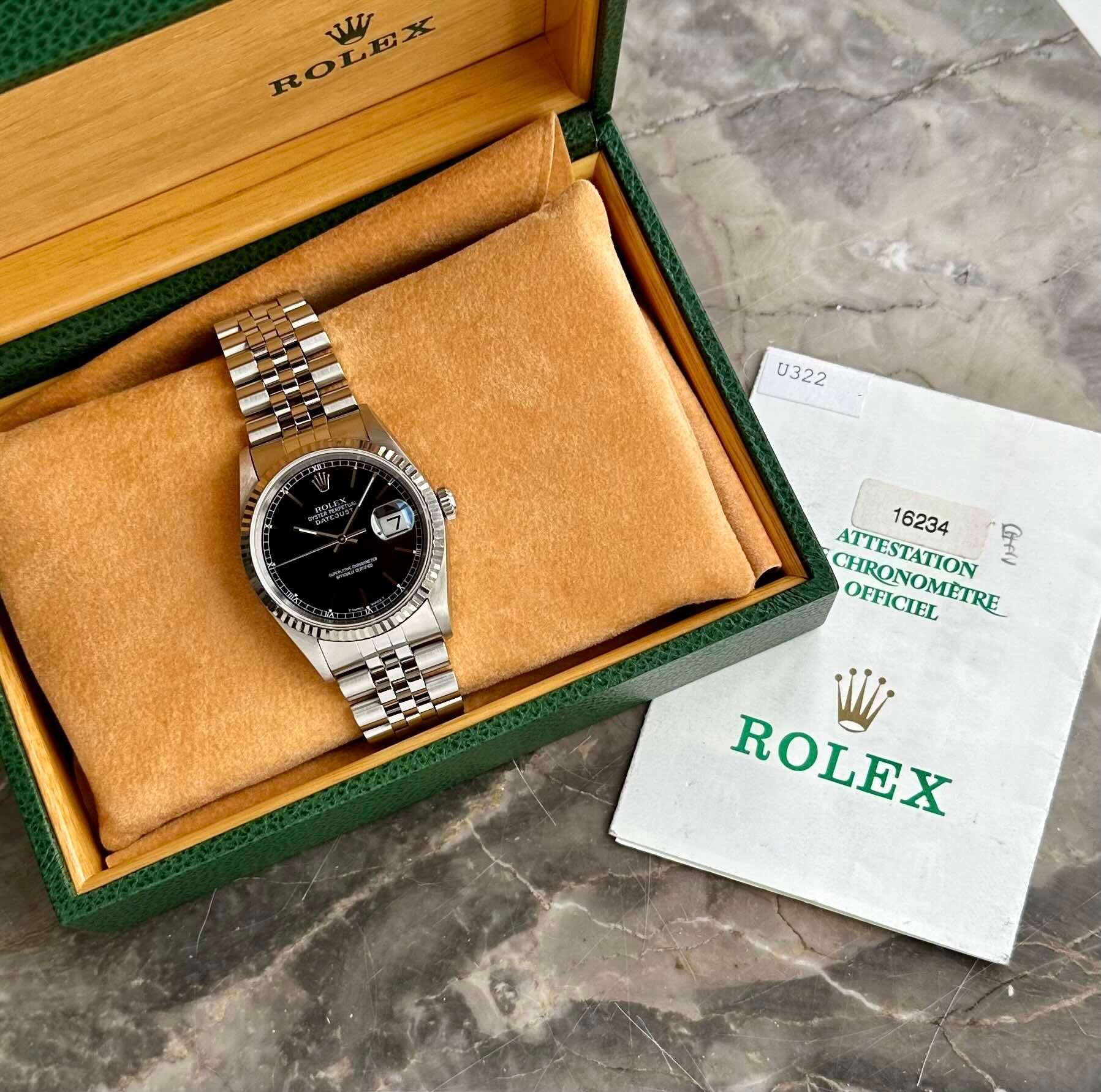 Rolex Datejust 16234 Black 1997 with original box and papers 2