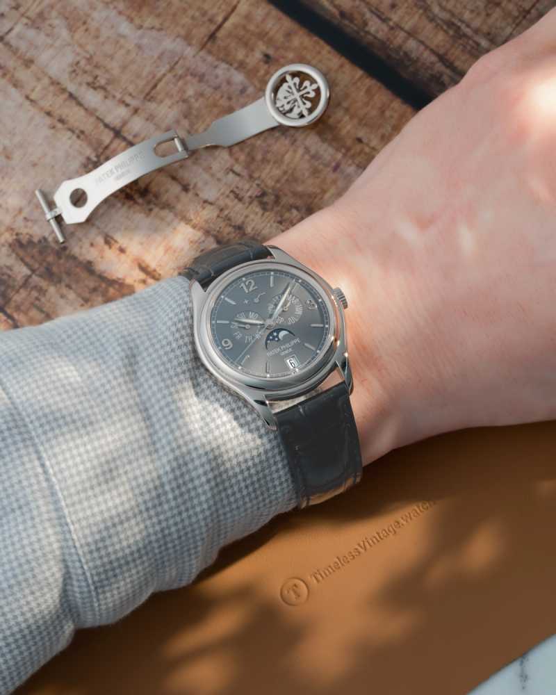 Wrist shot image for Patek Philippe Annual Calendar 5146G Grey +/- 2012 with original box and papers