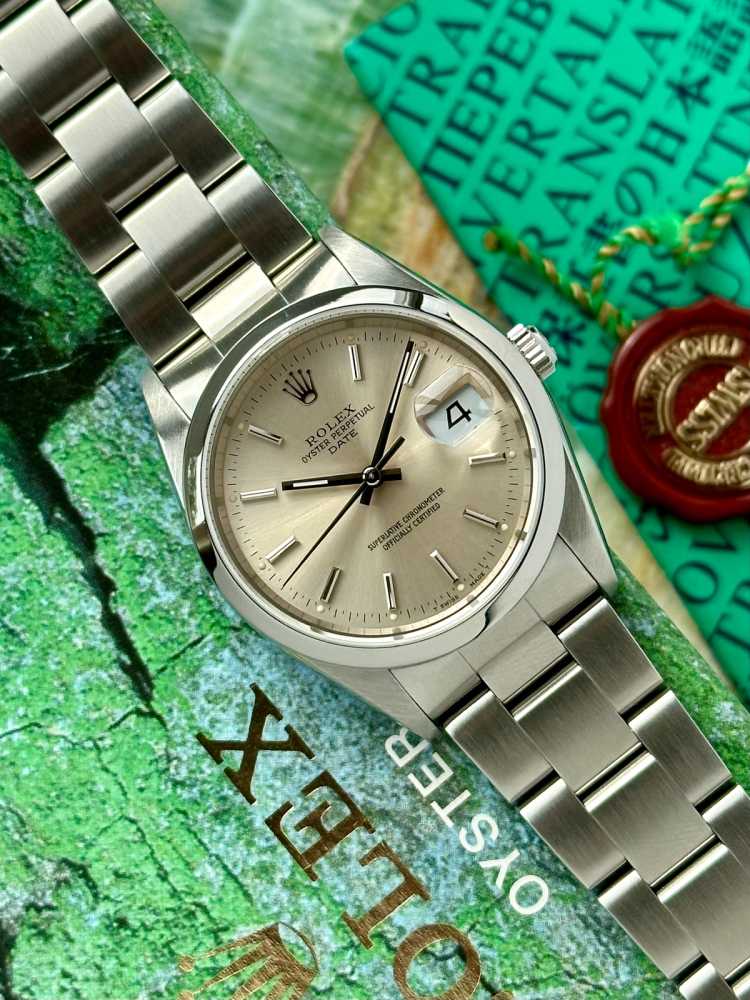 Image for Rolex Oyster Perpetual Date 15200 Silver 1990 with original box and papers