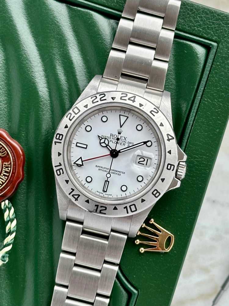 Featured image for Rolex Explorer 2 16570T White 2006 with original box and papers