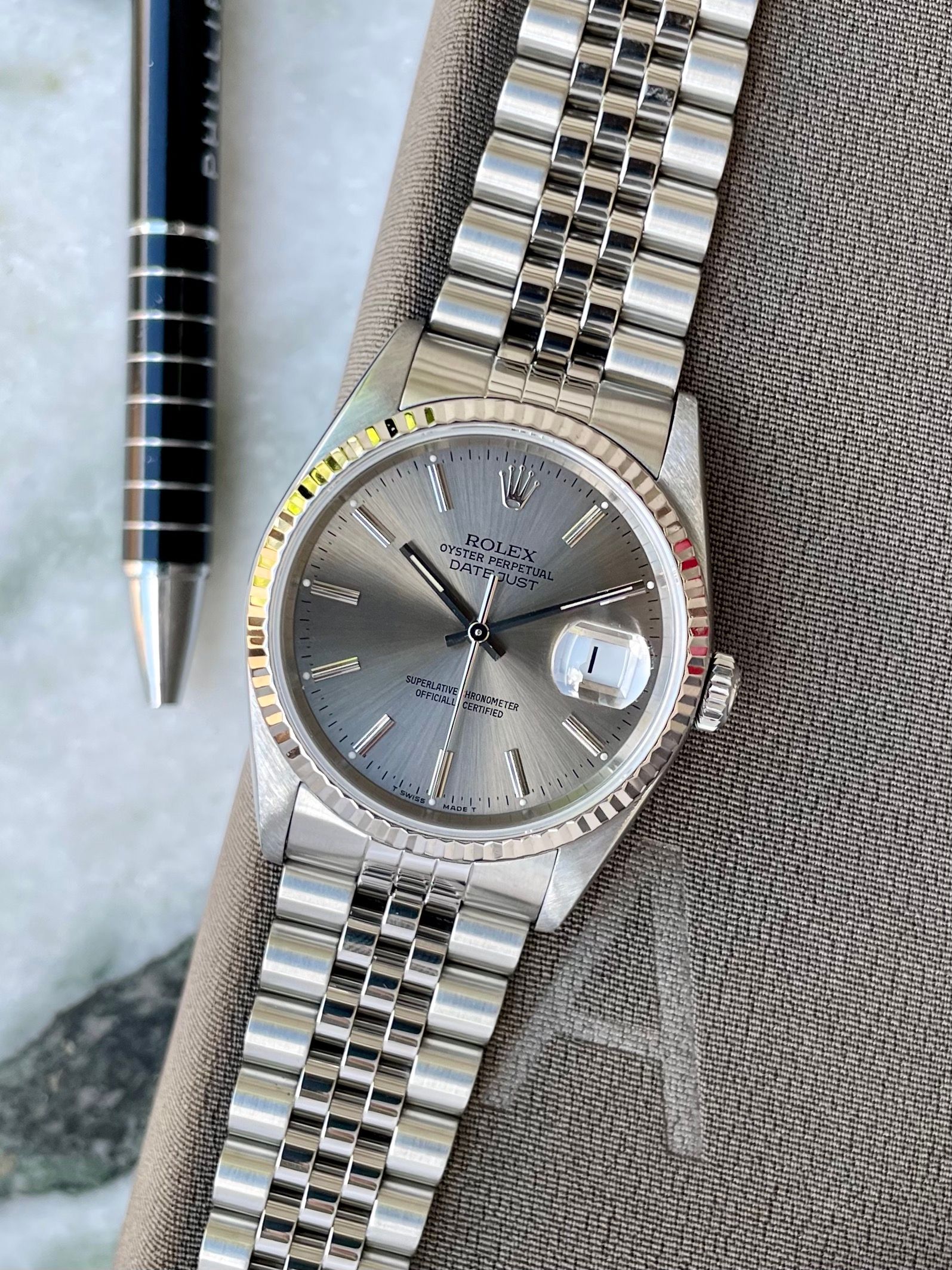 Rolex Datejust 16234 Grey 1990 with original box