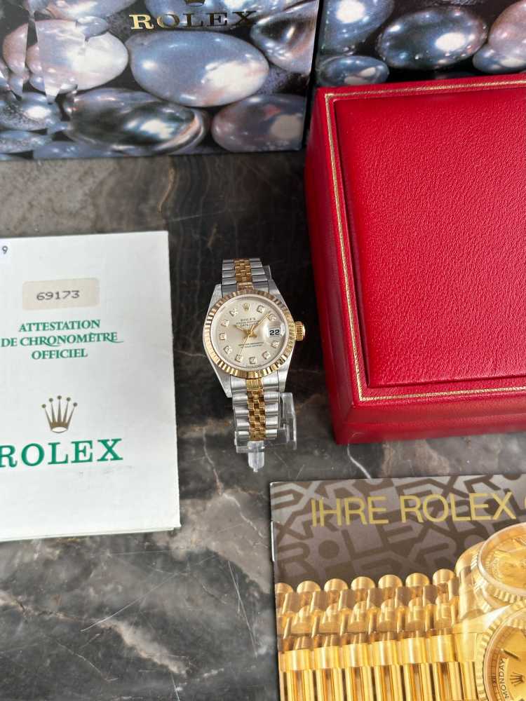 Image for Rolex Lady-Datejust "Diamond" 69173G Silver 1995 with original box and papers