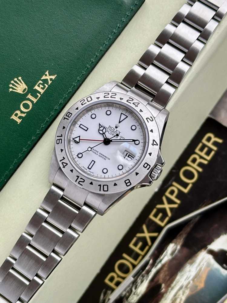 Detail image for Rolex Explorer 2 "Engraved Rehaut" 16570T White 2008 with original box and papers 2