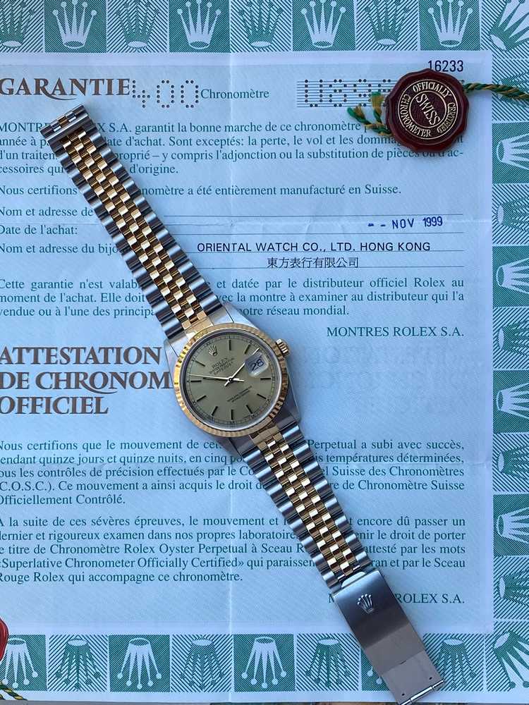 Image for Rolex Datejust Gold Dial 16233  1999 with original box and papers