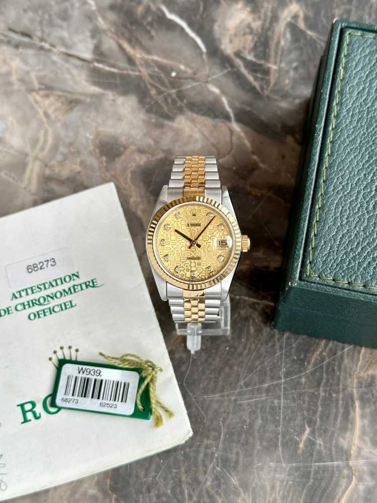 Image for Rolex Midsize Datejust "Diamond" 68273G Gold 1995 with original box and papers