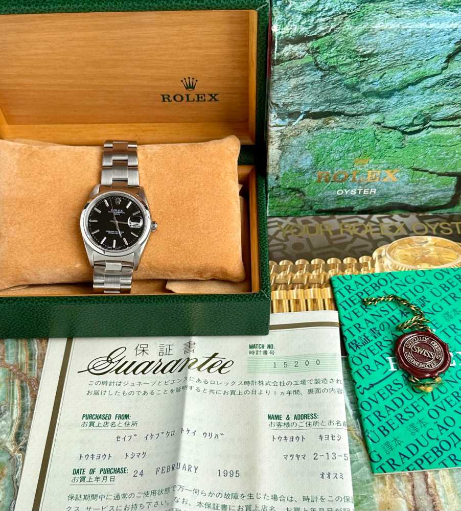 Image for Rolex Oyster Perpetual Date 15200 Black 1993 with original box and papers