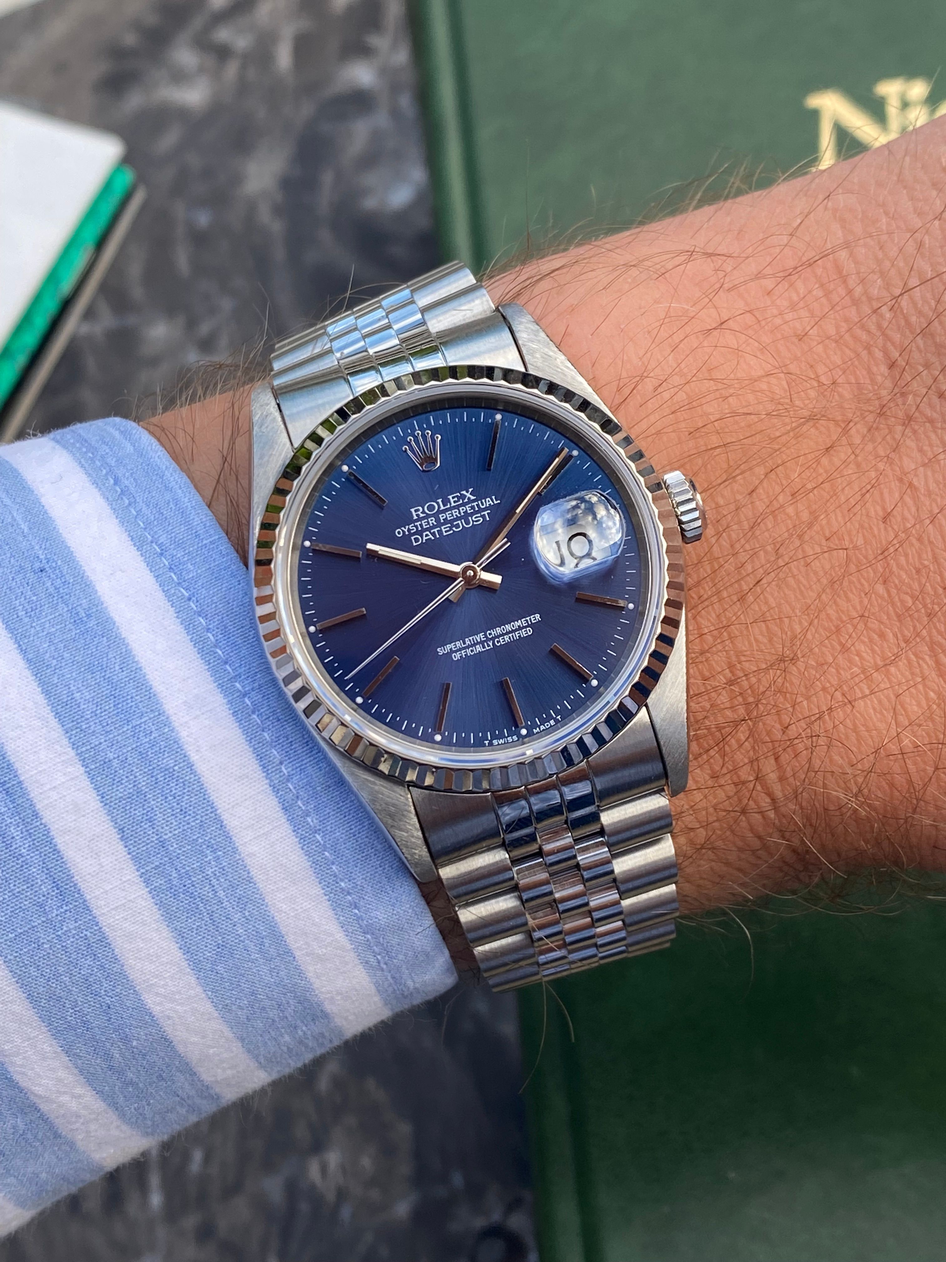 Rolex Datejust 16234 Blue 1991 with original box and papers X937