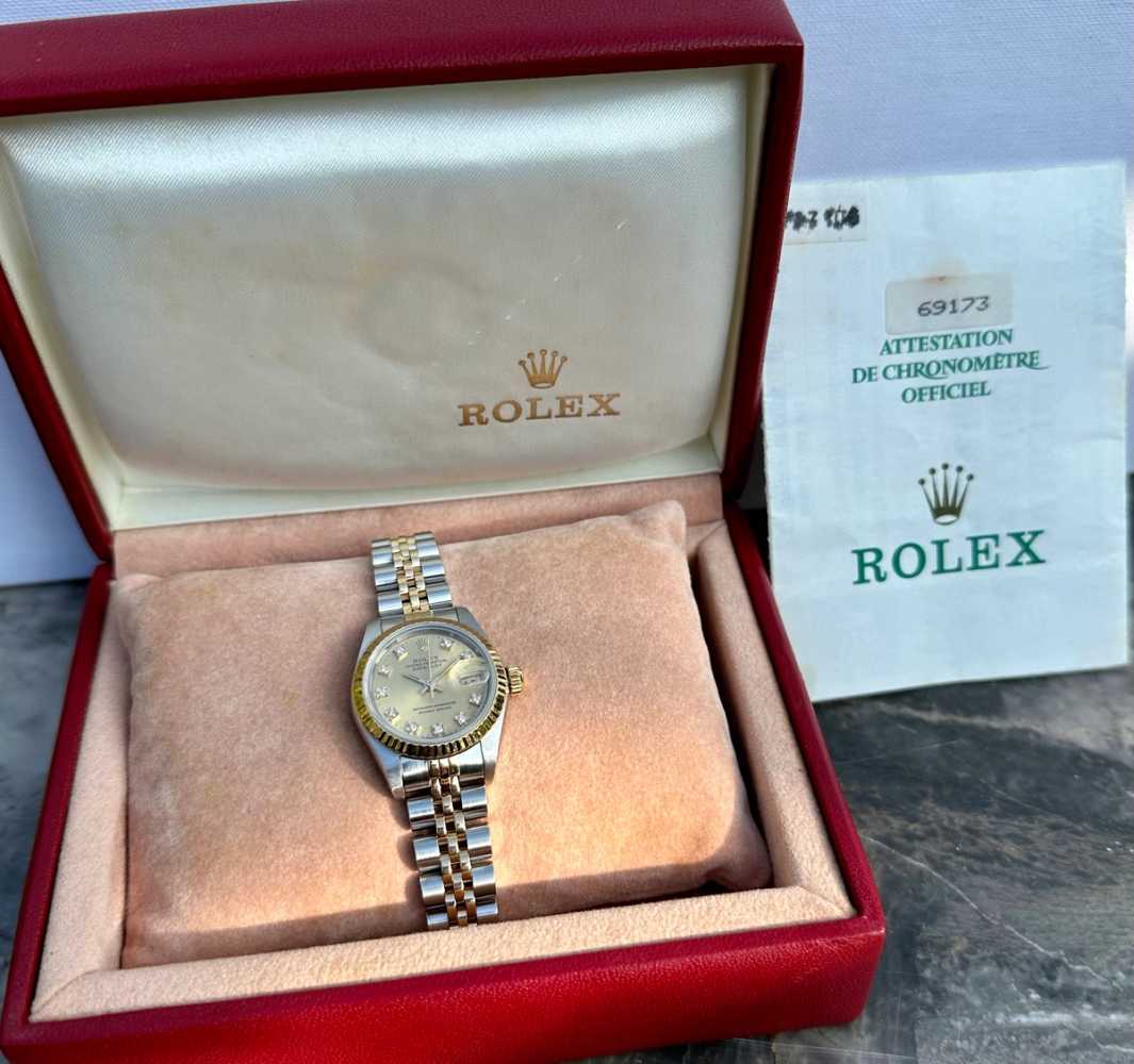 Image for Rolex Lady-Datejust "Diamond" 69173G Gold 1990 with original box and papers