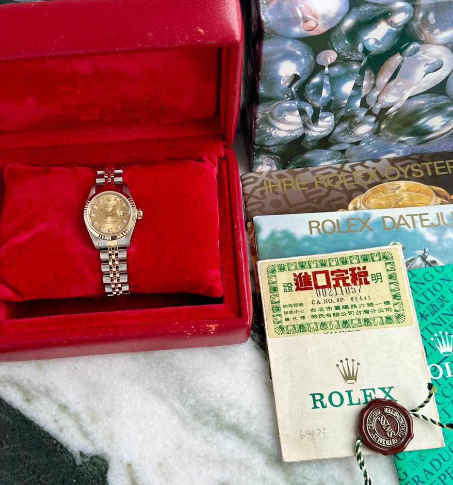 Image for Rolex Lady-Datejust "Diamond" 69173G Gold 1989 with original box and papers 3