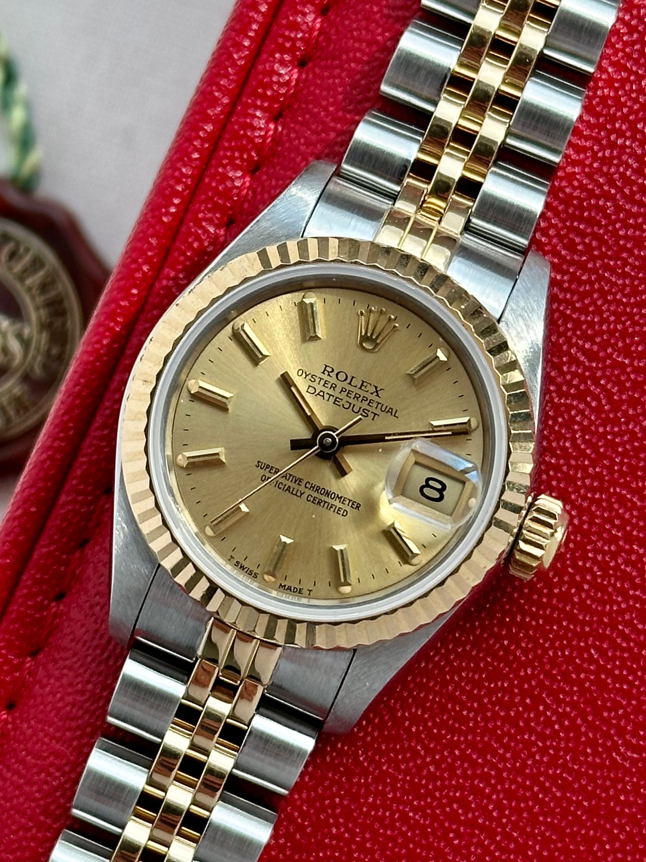 ROLEX DATEJUST 69173 3コマ② Rolex Lady-Datejust 69173 Gold 1986 with original box and papers