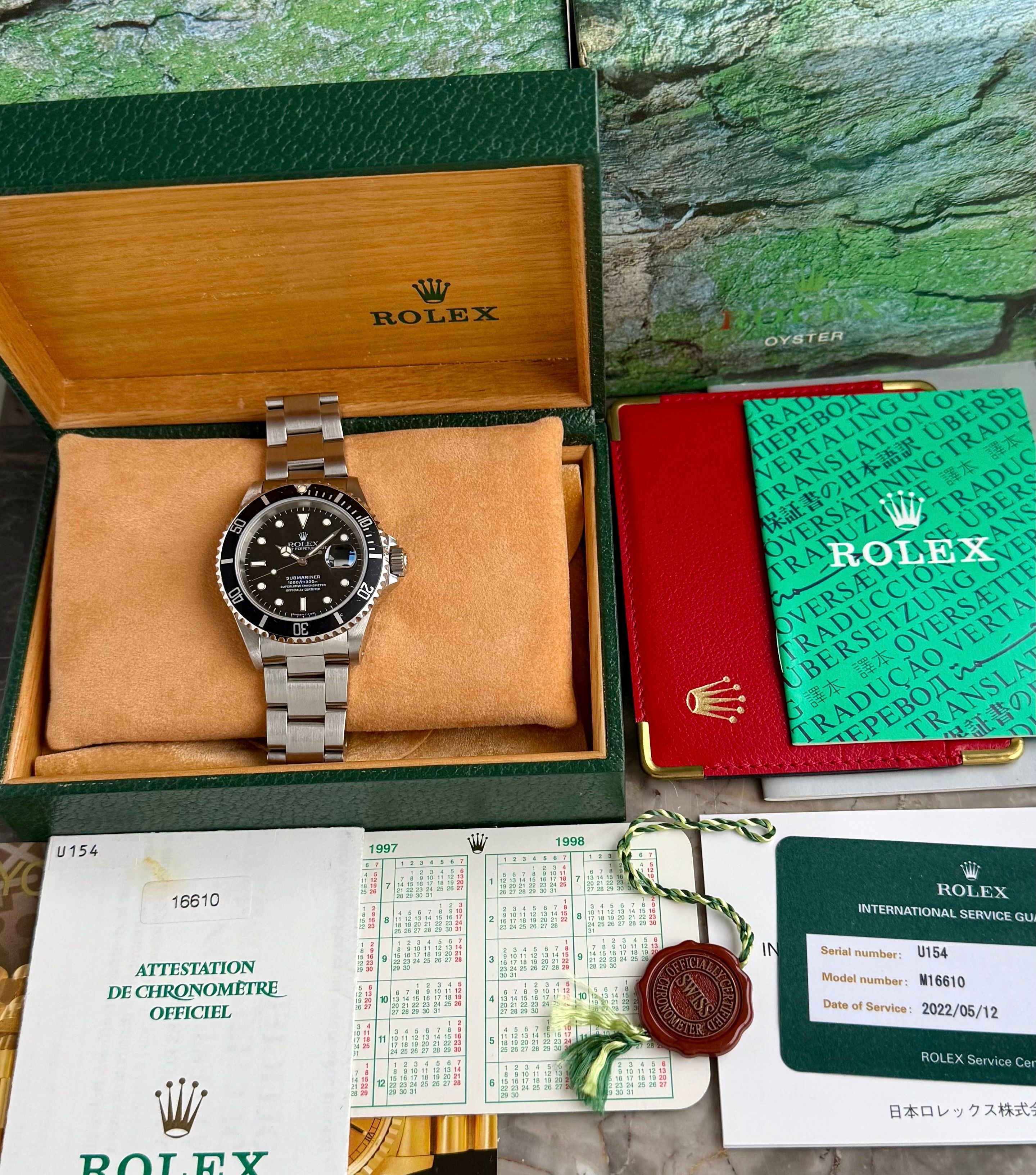 ⭐️正規品97年ROLEX Submariner16610 箱 付属品セット中古 Rolex Submariner 16610 Black 1997 with original box and papers
