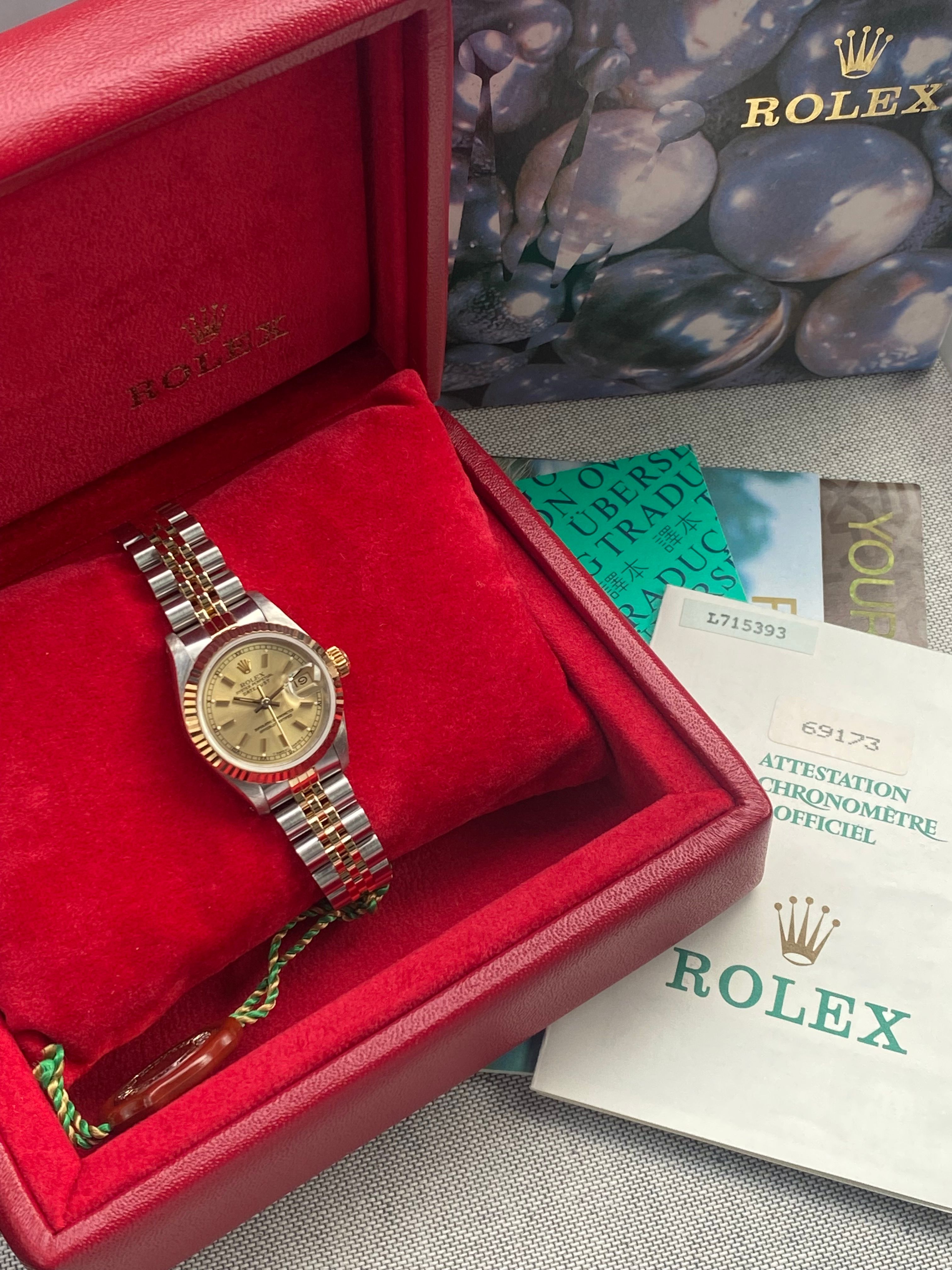 Rolex Lady Datejust 69173 Gold 1989 with original box and papers