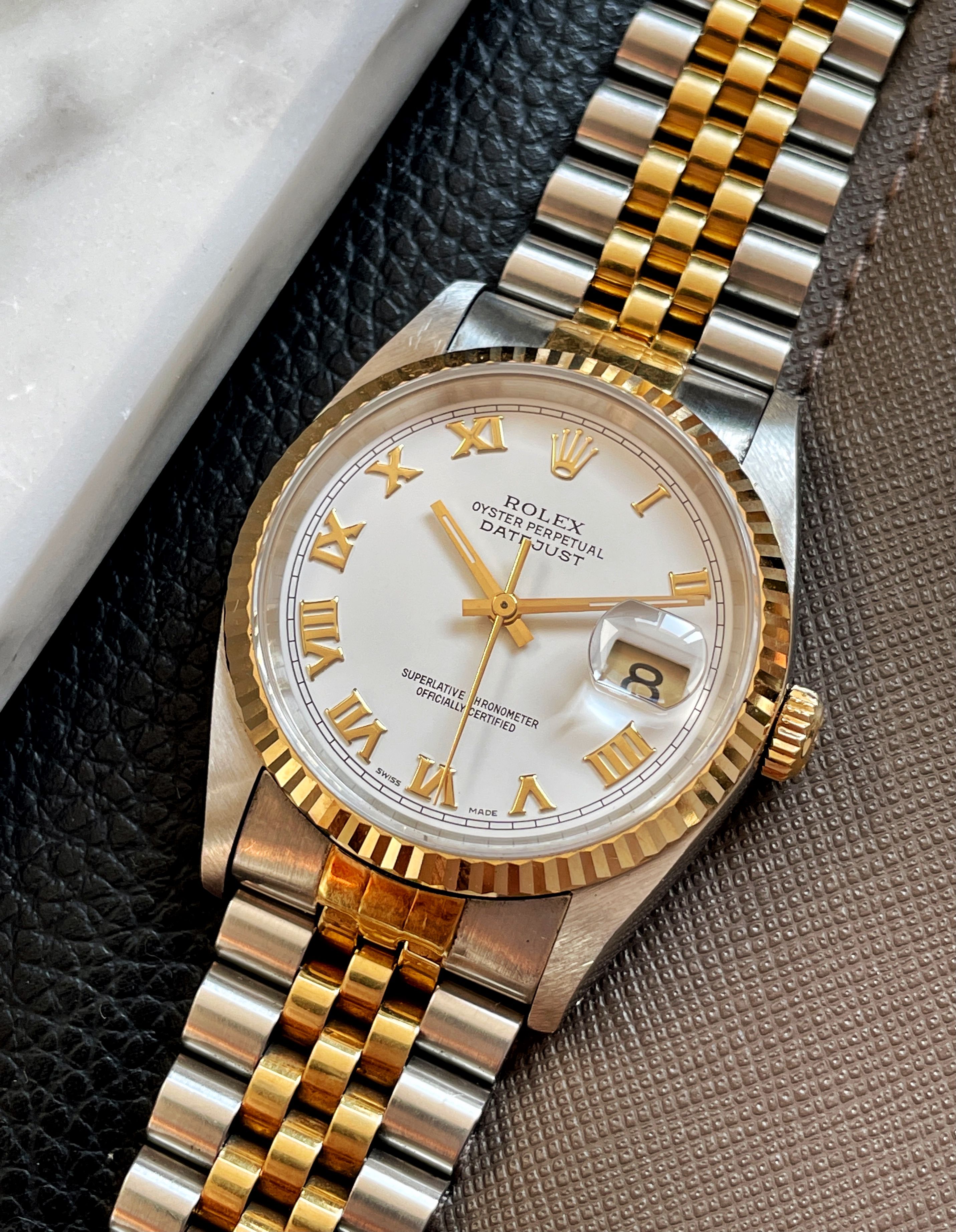 Rolex Datejust 16233 White 1991 with original box and papers