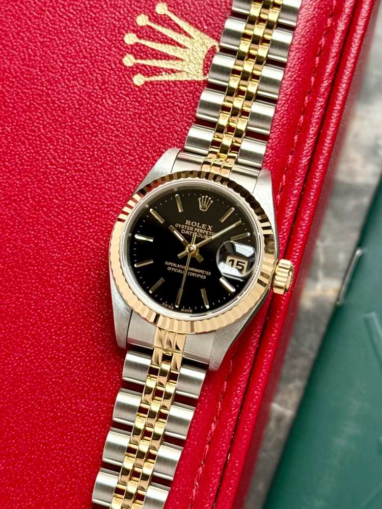 Featured image for Rolex Lady-Datejust 79173 Black 2002 with original box and papers