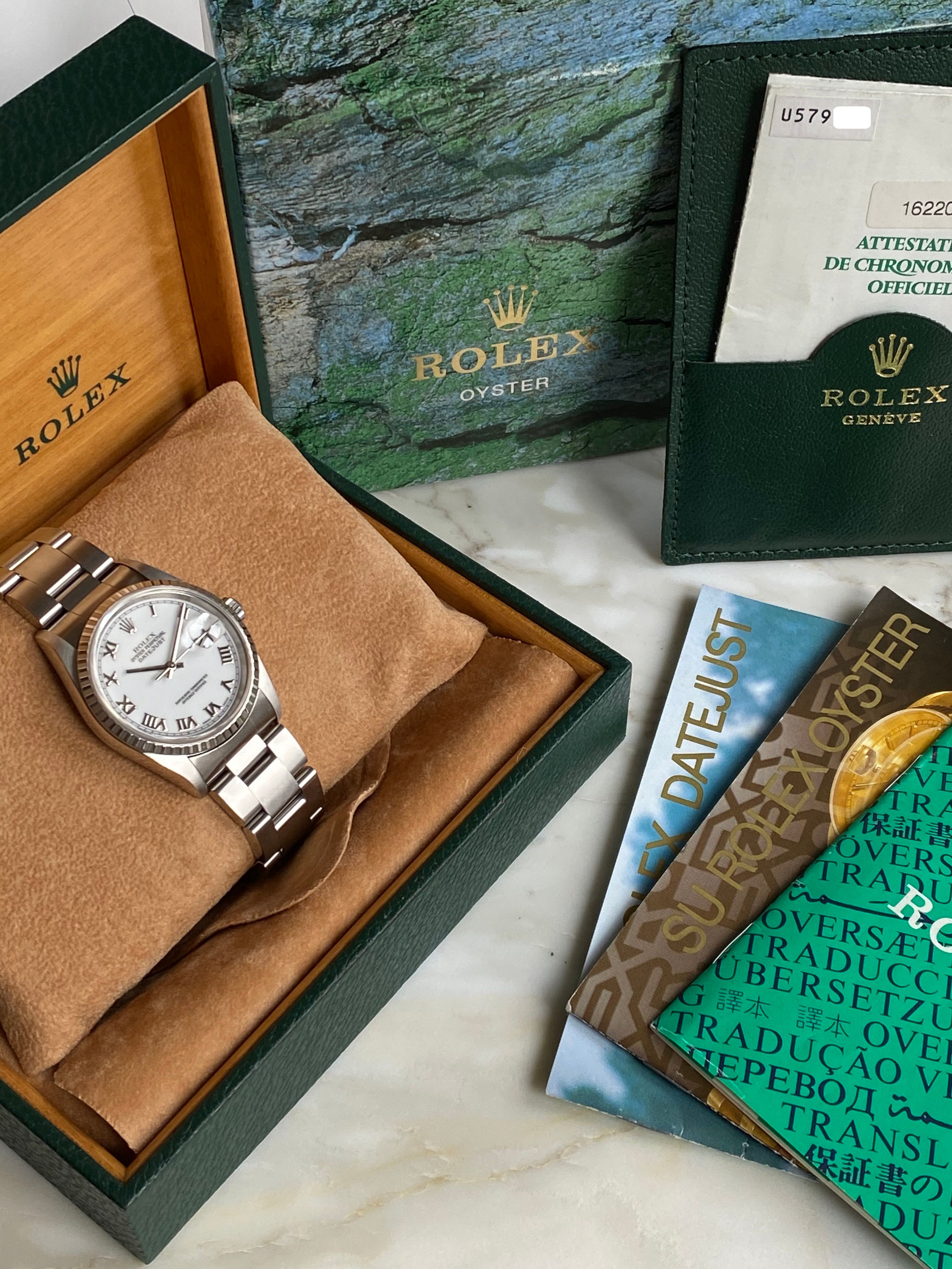 ROLEX DATEJUST 箱・冊子 Rolex Datejust 16220 Silver 1991 with original box and papers