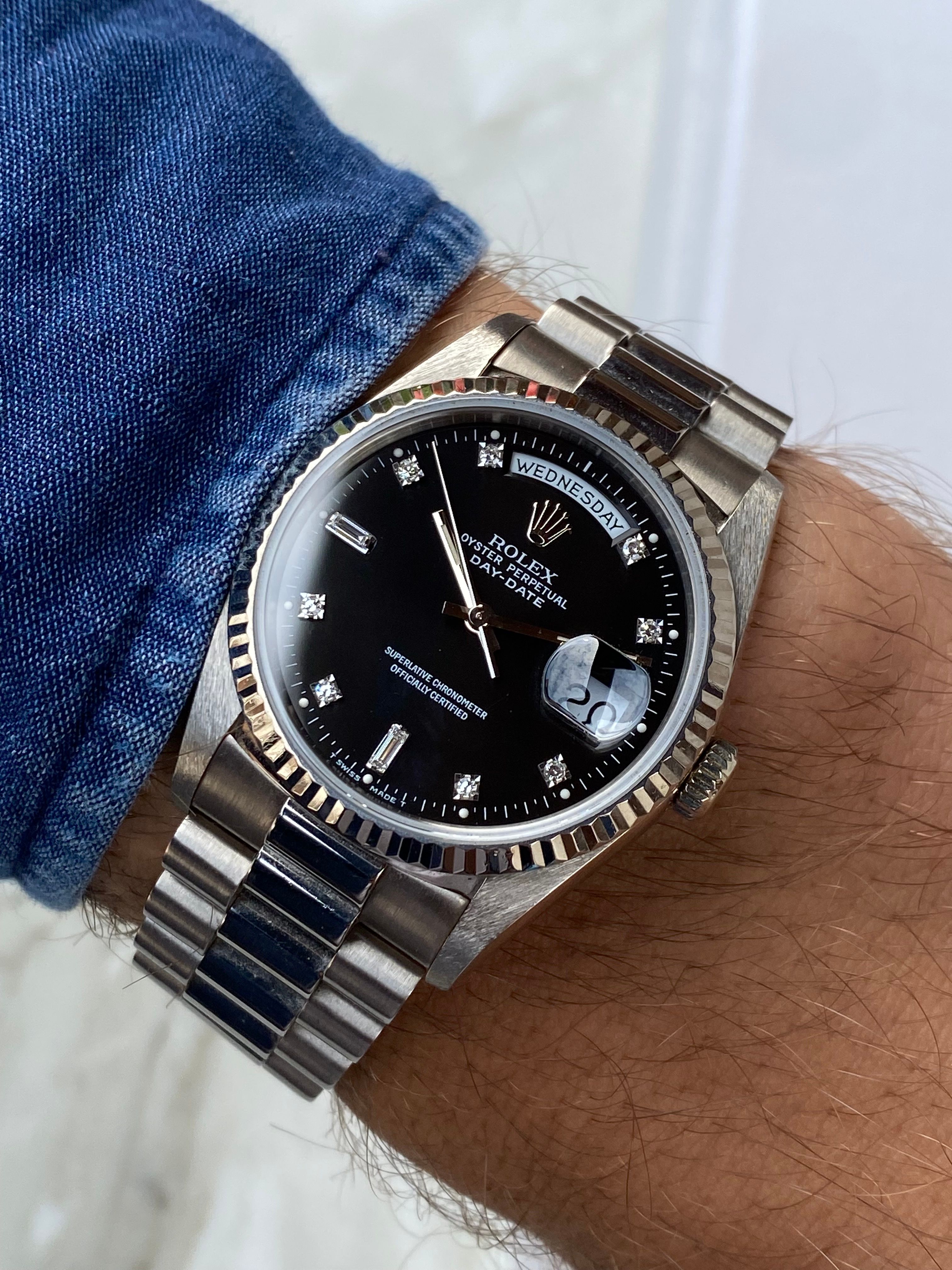 Rolex Day-Date Diamond 18239 Black 1990 with original box
