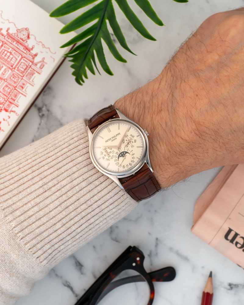 Wrist shot image for Patek Philippe Perpetual Calendar 5140G White 2010 with original box and papers