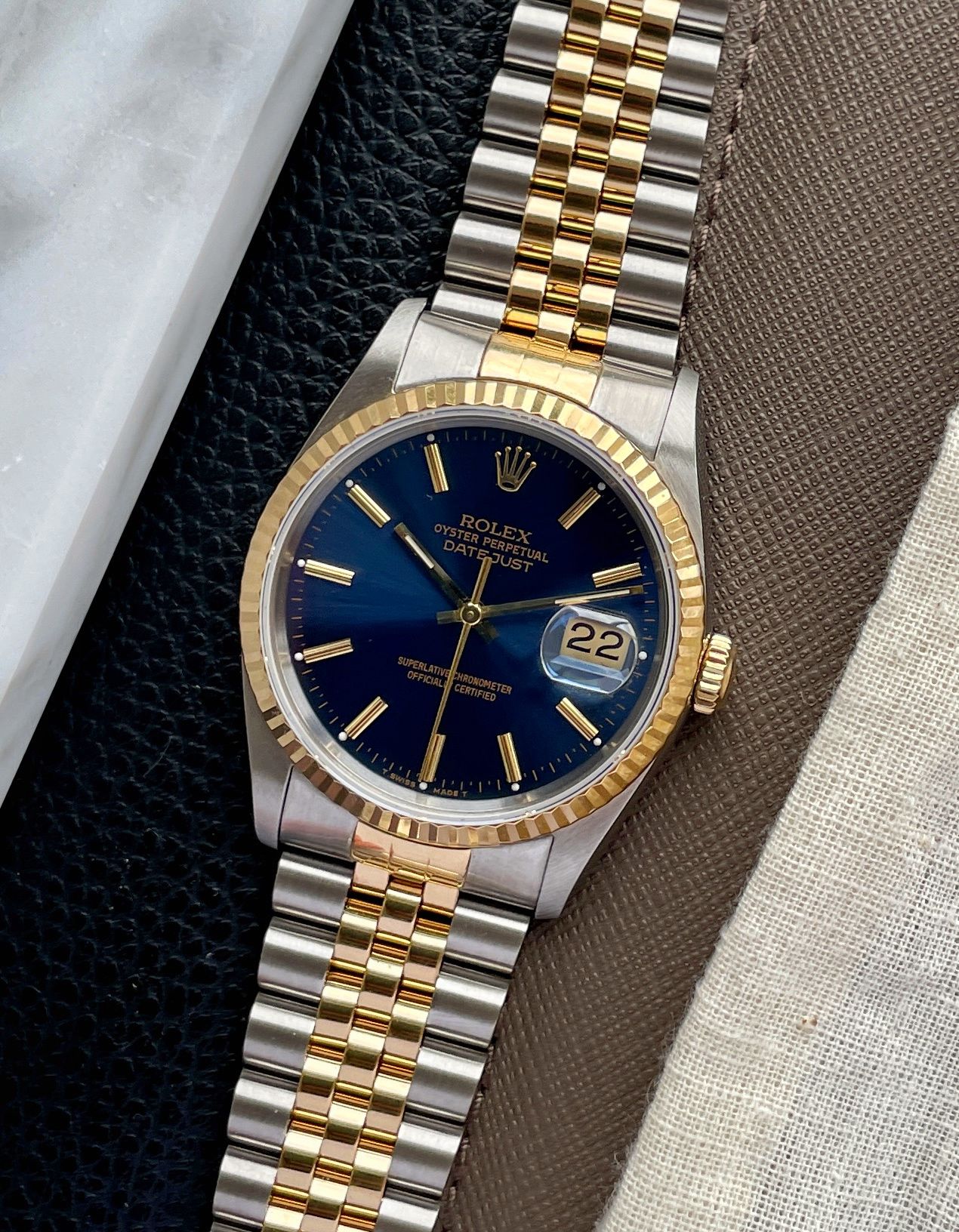 Rolex Datejust 16233 Blue 1991 with original box