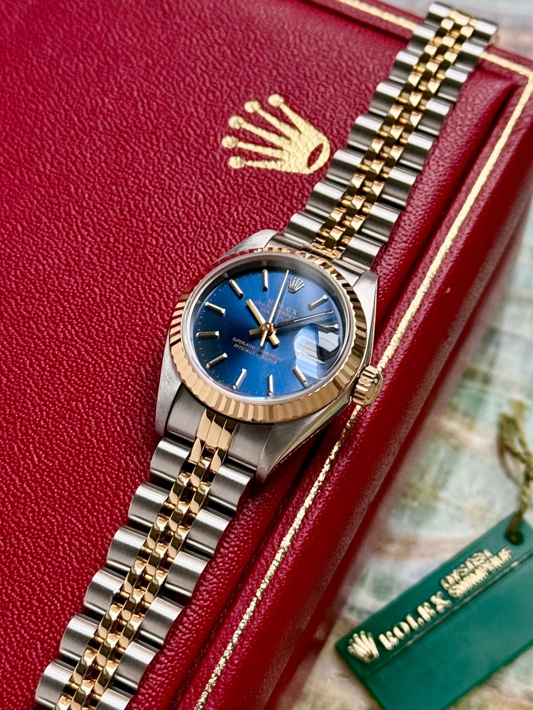 Rolex Lady-Datejust 79173 Blue 2002 with original box and papers