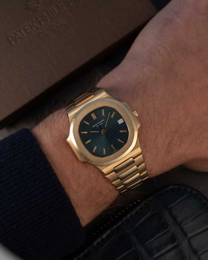 Wrist shot image for Patek Philippe Nautilus 3800 J Blue 1994 with original box and papers
