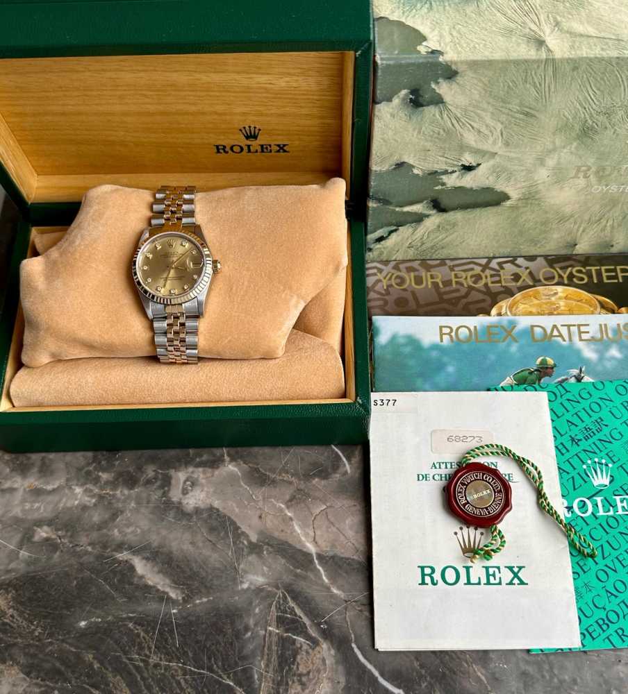 Image for Rolex Midsize Datejust "Diamond" 68273 Gold 1993 with original box and papers