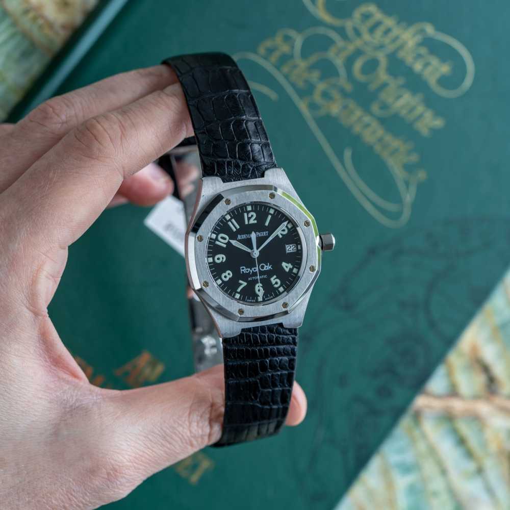 Image for Audemars Piguet Royal Oak "Military Dial" 14800ST Black 1995 with original box and papers