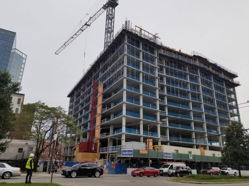 A progress photo of the northwest corner, taken in October 2019.