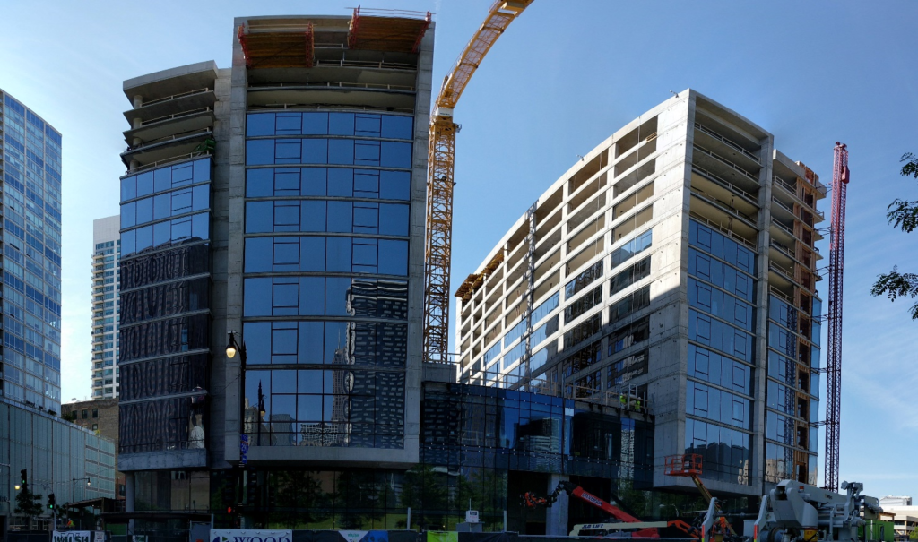 Both towers were under construction in July, 2019.